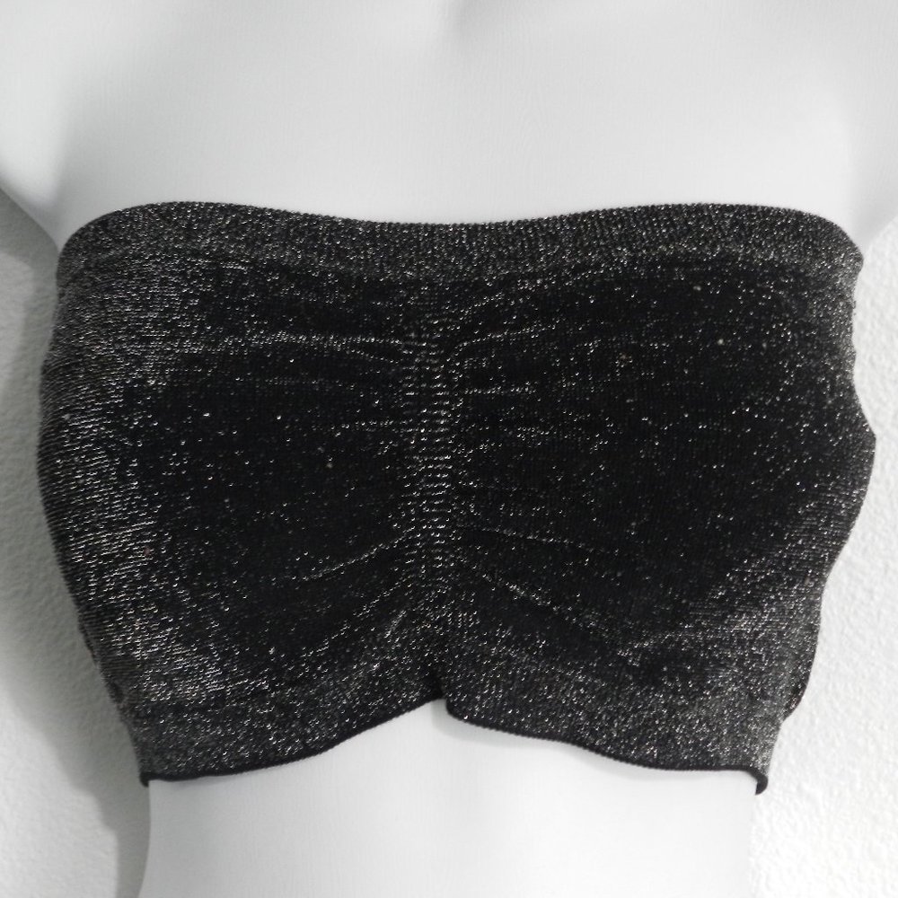 Anemone OSFM stretch front gathered bandeau, black/silver metallic sparkle